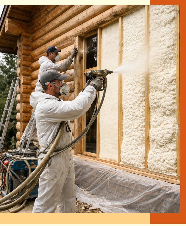 Утепление деревянного дома ППУ в Луховицах от 4345 руб/м2 | ТепломастерЛхв — под ключ