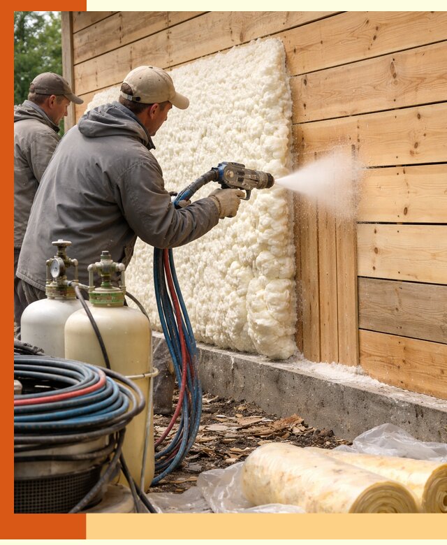 Утепление деревянного дома пенополиуретаном в Луховицах