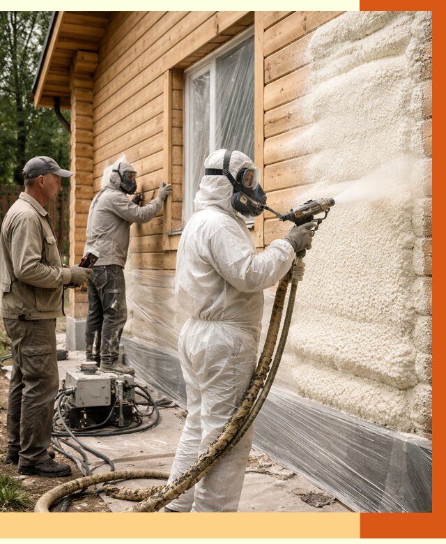 Утепление дома из бруса ППУ в Луховицах от 3983 руб/м2 под ключ | ТепломастерЛхв