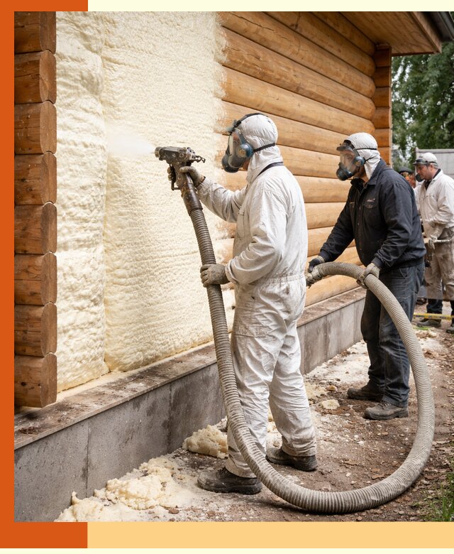 Утепление дома из бруса пенополиуретаном в Луховицах