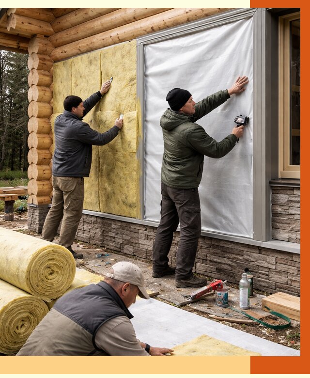 Утепление бревенчатого дома в Луховицах от 7914 руб/м2 — заказать под ключ | ТепломастерЛхв