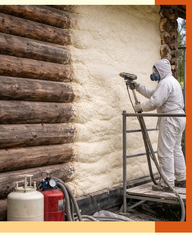 Утепление бревенчатого дома ППУ в Луховицах под ключ от 6466 руб. | ТепломастерЛхв