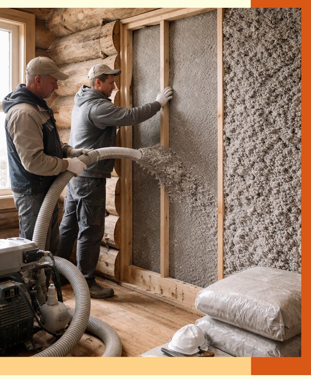 Утепление бревенчатого дома эковатой в Луховицах от 2845 руб. | ТепломастерЛхв