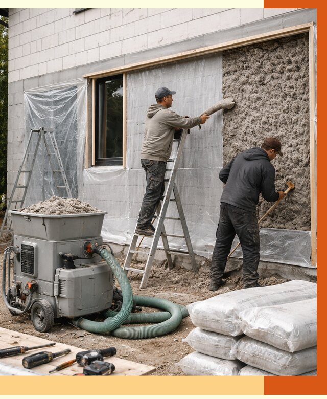 Утепление дома из газобетона эковатой в Луховицах от 4655 руб./м2 | ТепломастерЛхв