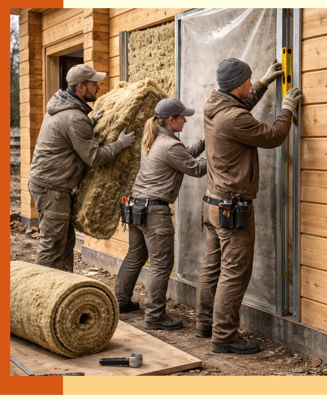 Утепление дома из двойного бруса в Луховицах качественно и надёжно