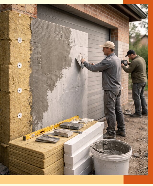 Утепление гаража снаружи в Луховицах от 4345 руб. за м2 — наружное утепление под ключ | ТепломастерЛхв