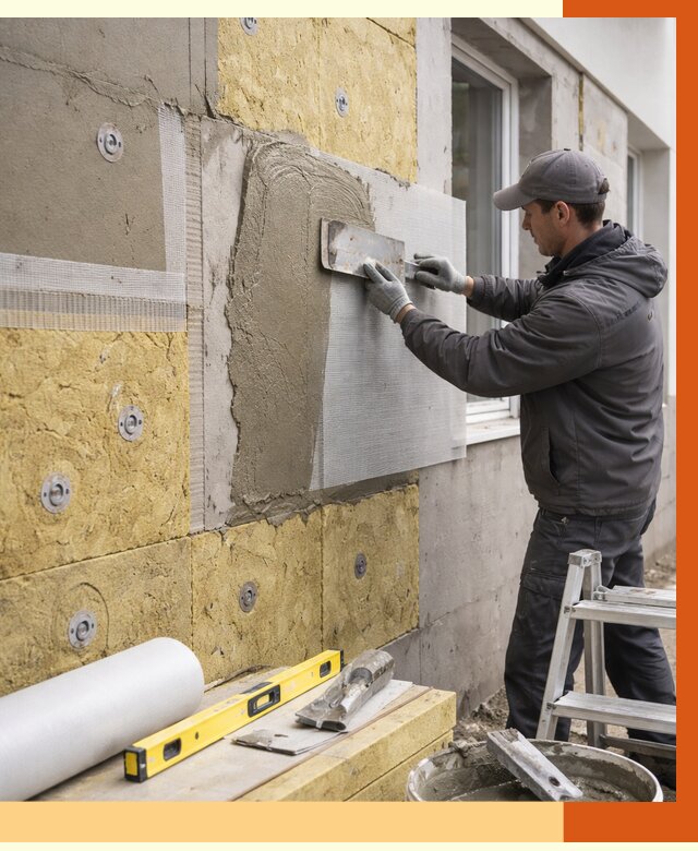 Утепление фасада под штукатурку в Луховицах от 4345 руб/м2 — монтаж пенопластом и минватой | ТепломастерЛхв