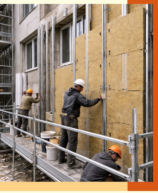 Утепление вентилируемого фасада в Луховицах от 5793 руб/м2 — монтаж и утепление вентфасад | ТепломастерЛхв