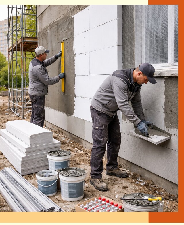 Утепление фасада и стен снаружи в Луховицах от 4345 руб. | ТепломастерЛхв