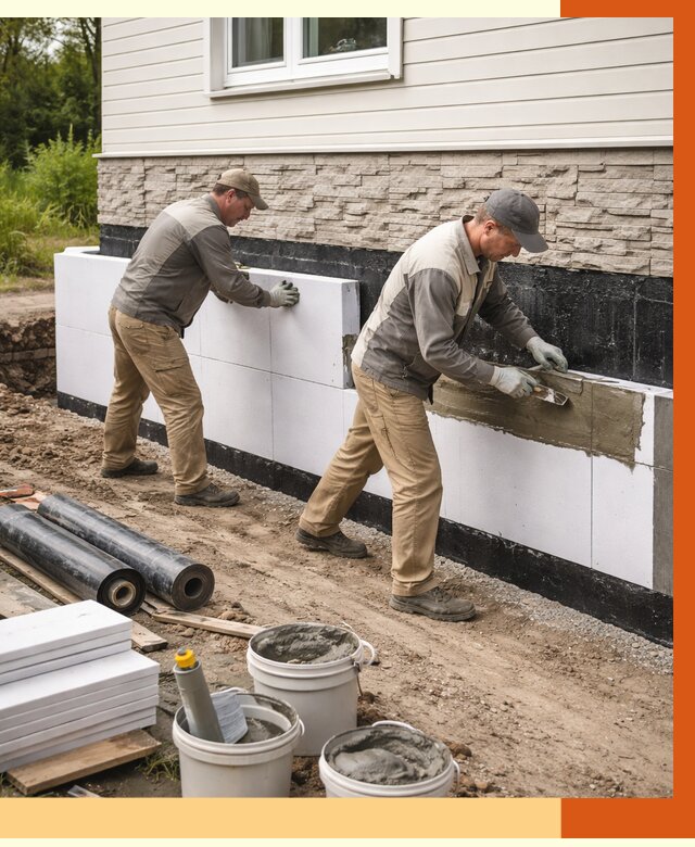 Утепление фундамента снаружи в Луховицах от 4345 руб. за м² | ТепломастерЛхв