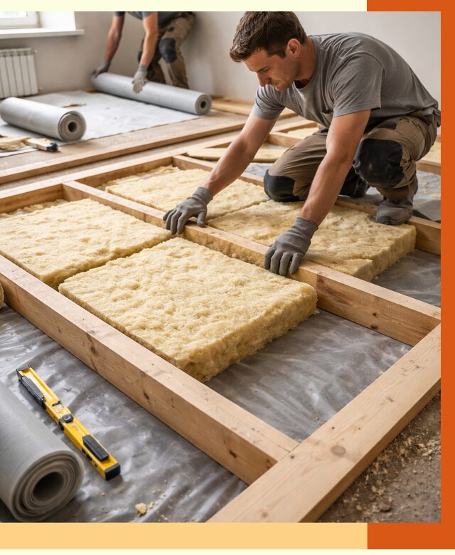 Утепление деревянного пола в Луховицах от 1552 руб./м2 под ключ | ТепломастерЛхв