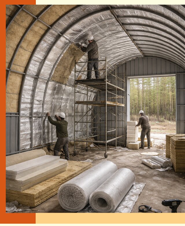 Утепление арочного ангара под ключ в Луховицах