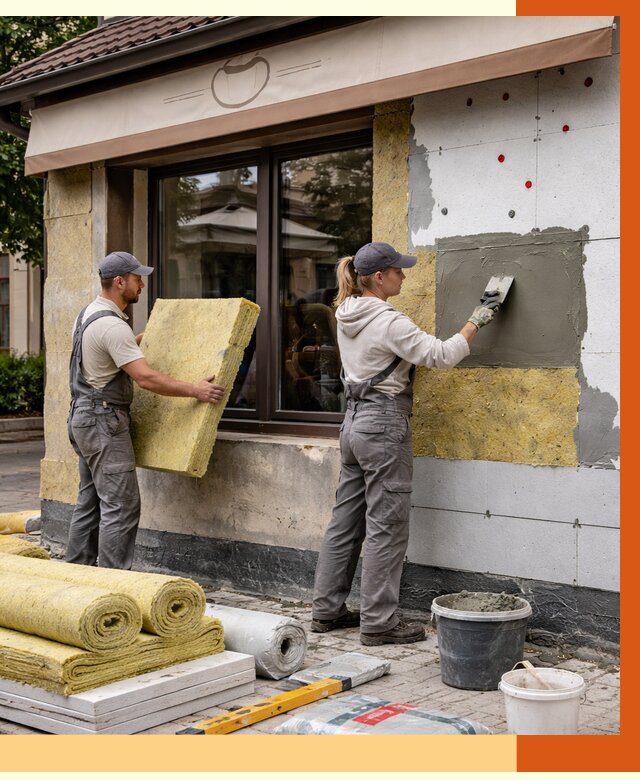 Утепление кафе в Луховицах от 4345 руб/м2 — комплексно под ключ | ТепломастерЛхв