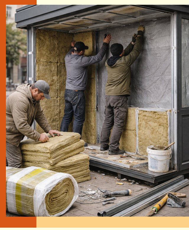 Утепление павильона шаурмы под ключ в Луховицах