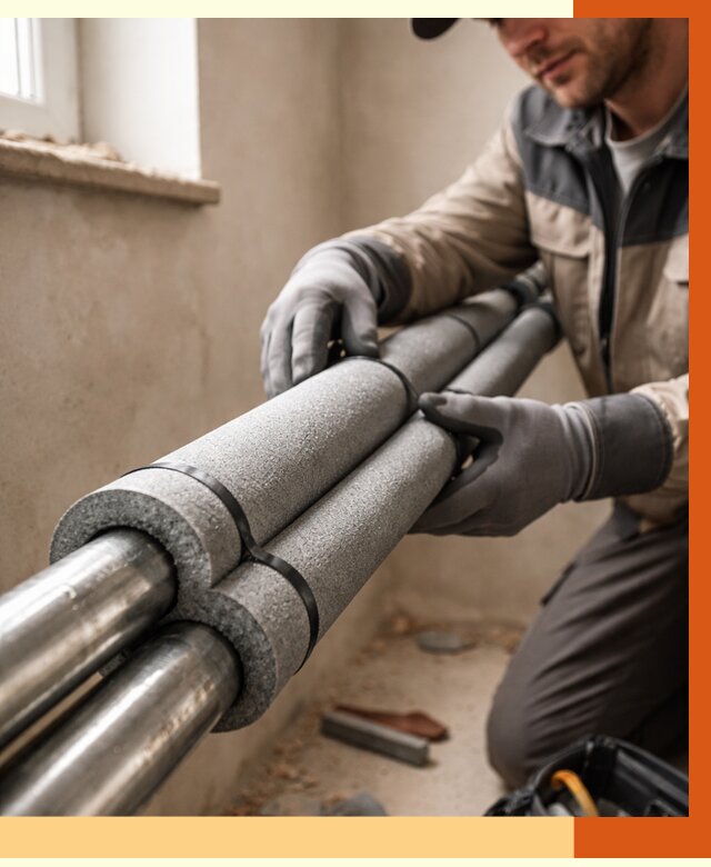 Утепление труб отопления в Луховицах от 2948 руб. за м² — услуги под ключ | ТепломастерЛхв