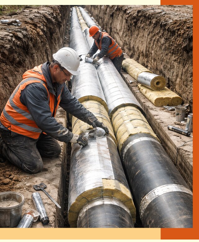 Утепление теплотрассы в Луховицах от 4655 руб./м2 — ппу и комплексная изоляция | ТепломастерЛхв