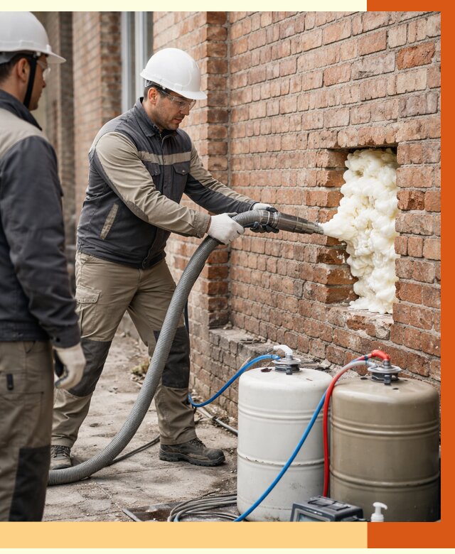 Заливка ППУ в пустоты кирпичной стены в Луховицах от 2845 руб. | ТепломастерЛхв