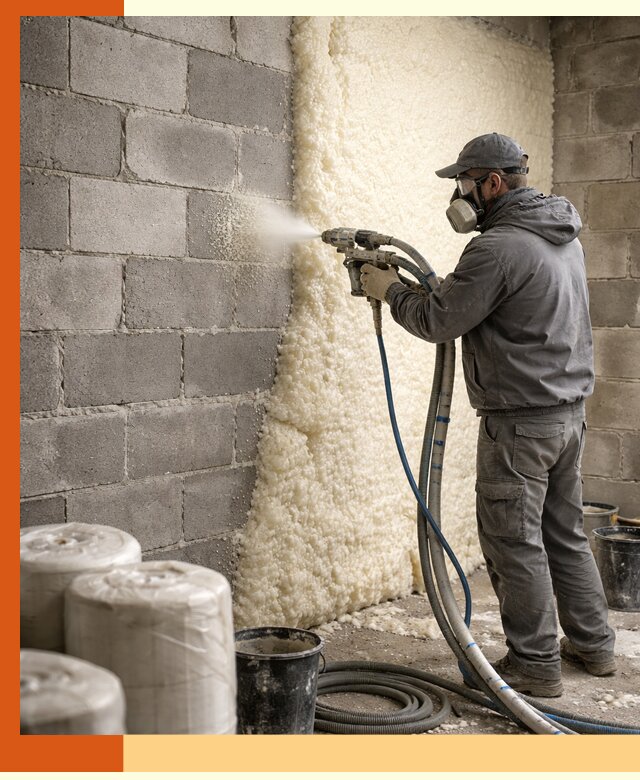 Утепление блочной стены ППУ в Луховицах качественно и надёжно