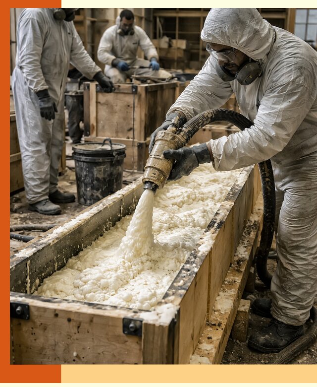 Заливка пенополиуретана в формы для утепления в Луховицах