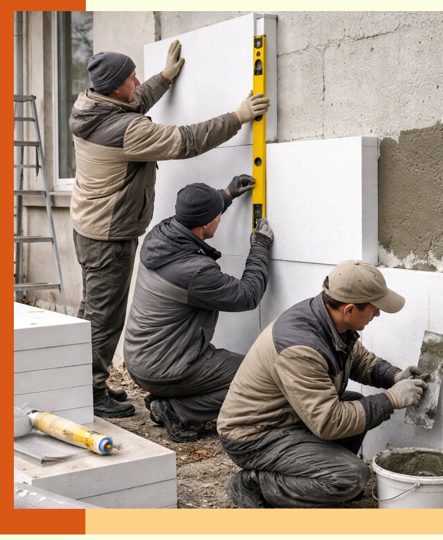 Утепление пенопластом наружных стен и фасадов в Луховицах