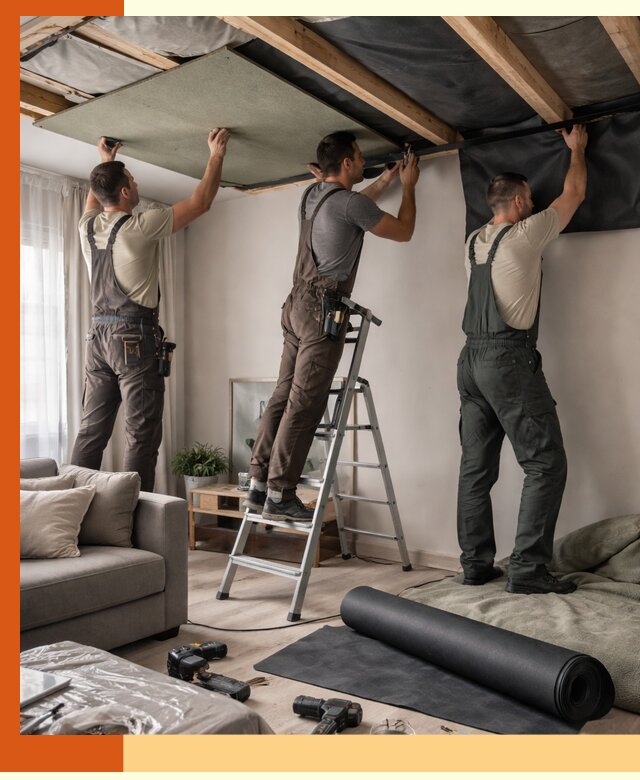 Шумоизоляция потолка в Луховицах — профессиональное устранение шумов