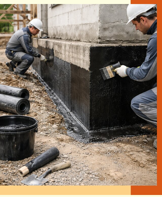 Гидроизоляция фундамента в Луховицах от 1293 руб. — профессионально, под ключ | ТепломастерЛхв