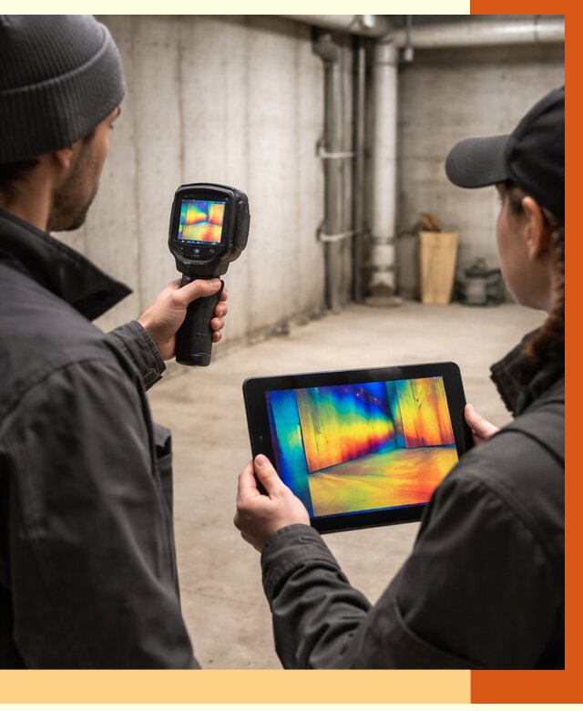 Тепловизионное обследование подвала в Луховицах от 4655 руб. — проверка гидроизоляции | ТепломастерЛхв