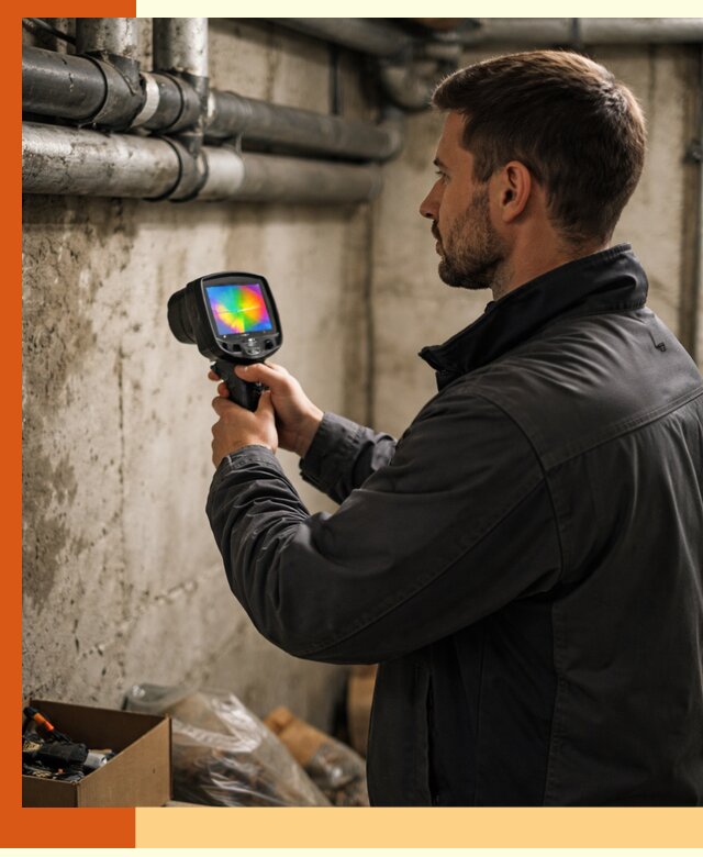 Тепловизионное обследование подвала в Луховицах для поиска утечек тепла