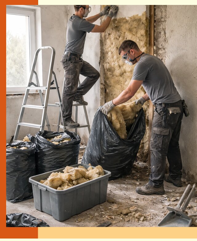 Демонтаж старого утеплителя и вывоз отходов в Луховицах