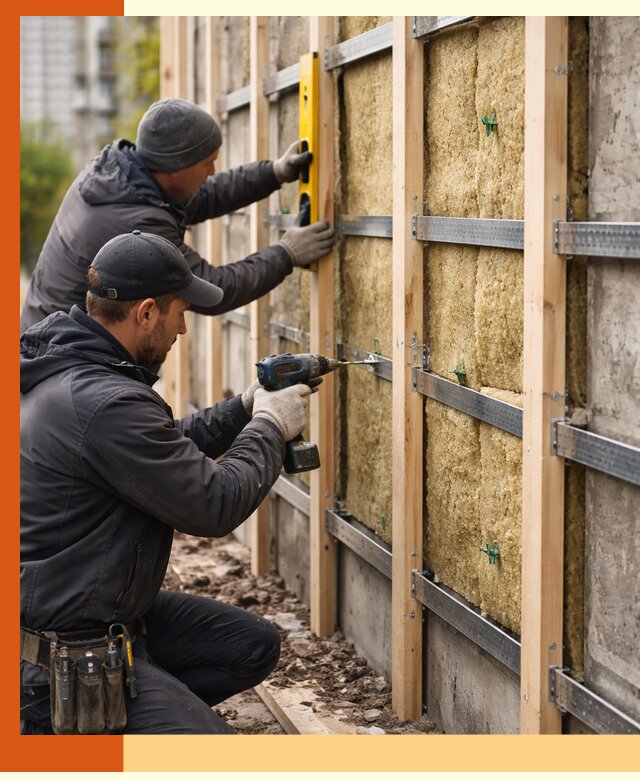 Монтаж обрешетки под утепление зданий и квартир в Луховицах